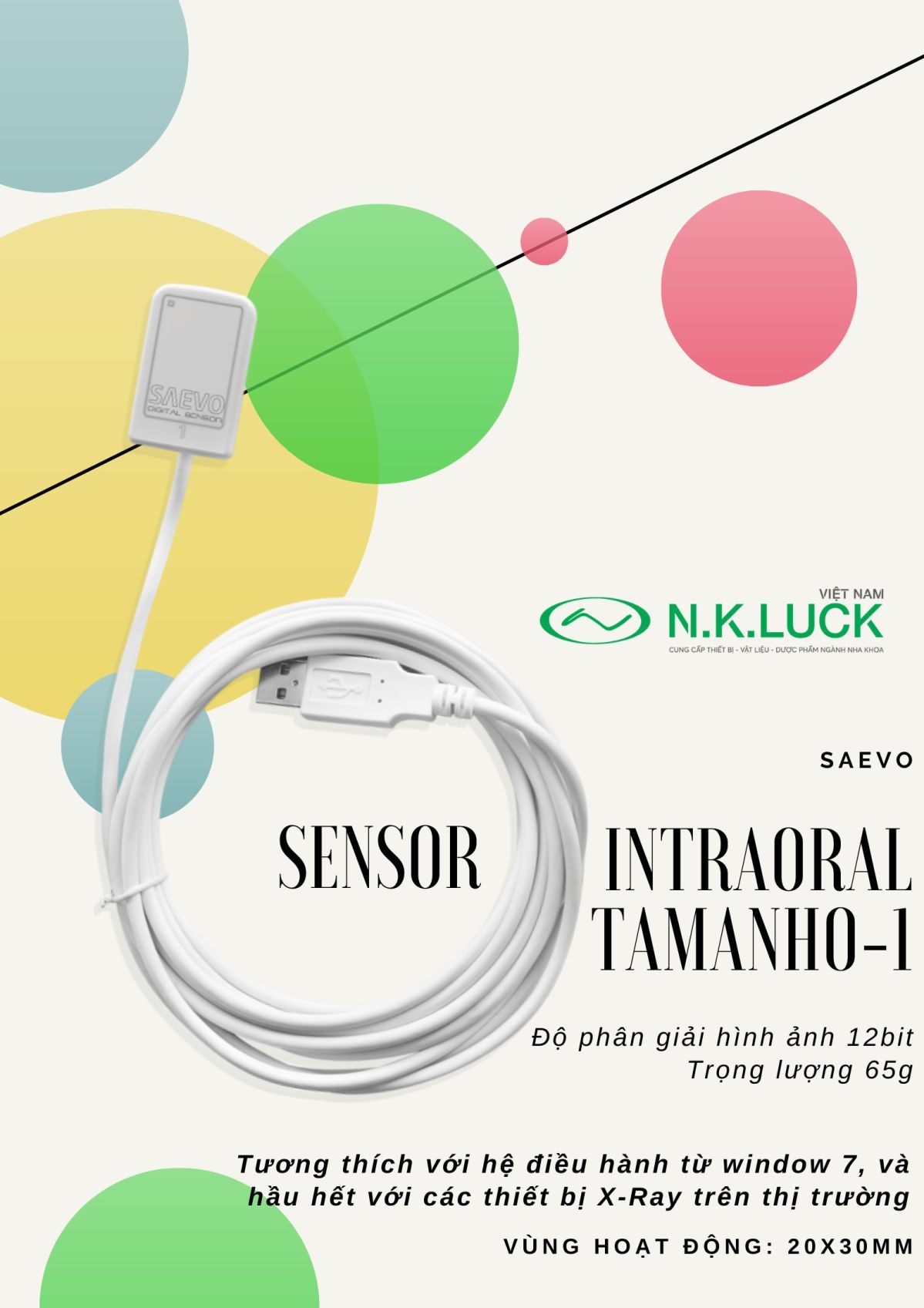 Sensor Intraoral Intraoral - Tamanho 1 thiết bị chẩn đoán kỹ thuật số