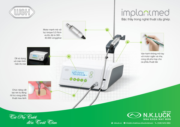 Máy cắm Implant cần sử dụng ánh sáng từ đèn LED hoặc bóng đèn tích hợp bên trong để chiếu sáng qua một sợi quang, đến phần đầu của dụng cụ khi thực hiện phẫu thuật