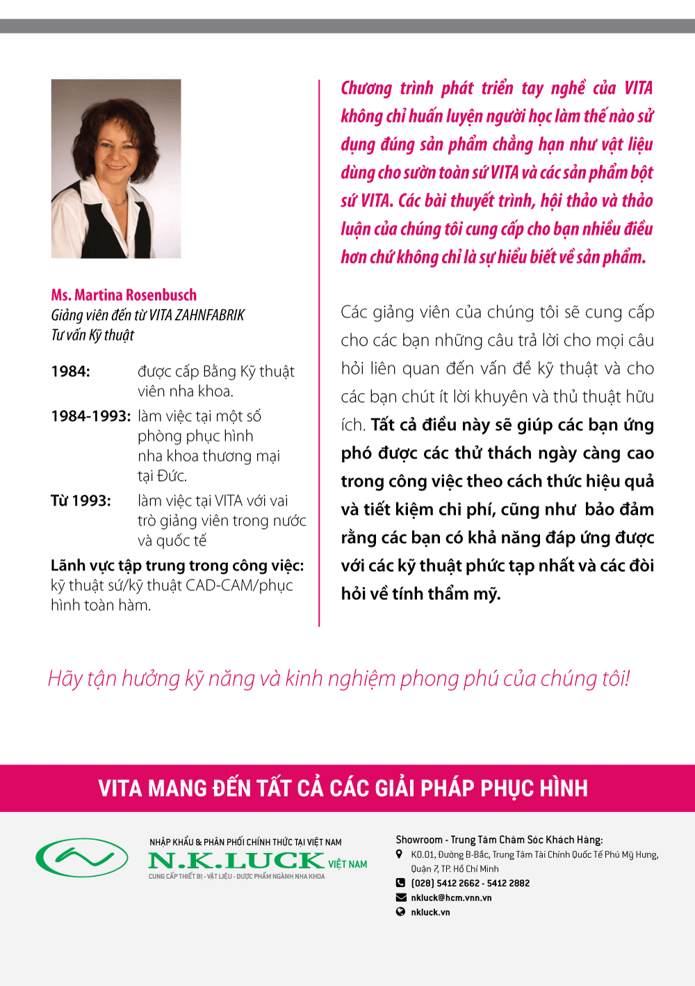 Chương trình HUẤN LUYỆN TAY NGHỀ VITA 8-2017 tại Hà Nội, Đà Nẵng, TP.HCM