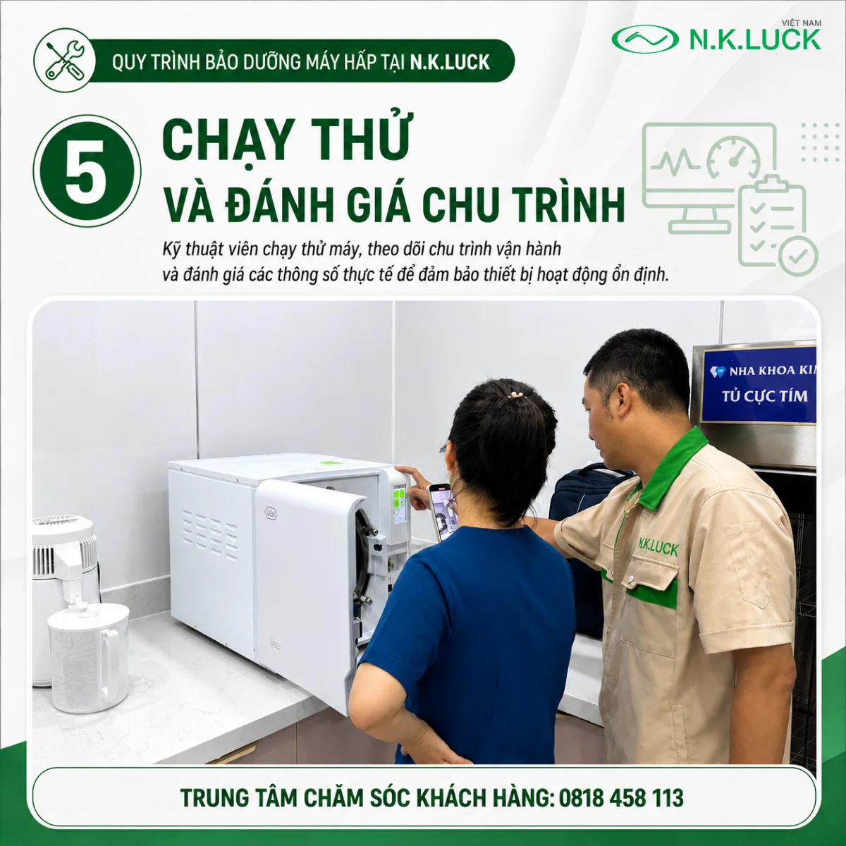 Dịch vụ bảo dưỡng máy hấp nha khoa định kỳ tại N.K.Luck