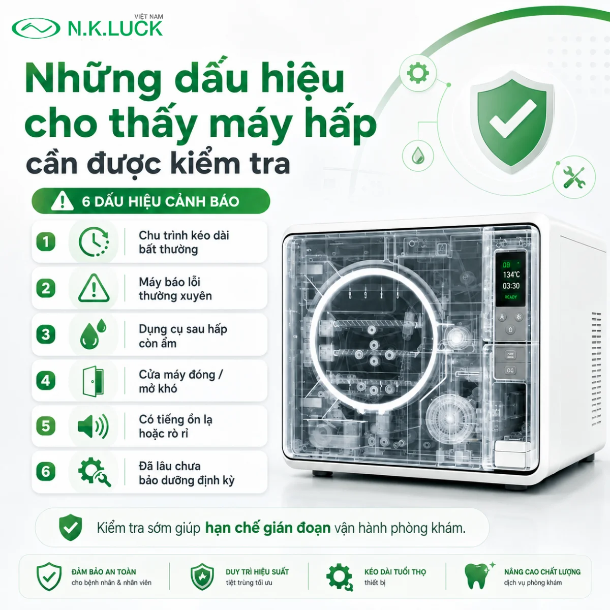 Dịch vụ bảo dưỡng máy hấp nha khoa định kỳ tại N.K.Luck