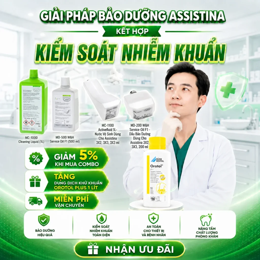 Ưu đãi combo vệ sinh và bảo dưỡng Assistina giảm 5%, tặng Orotol Plus 1 lít
