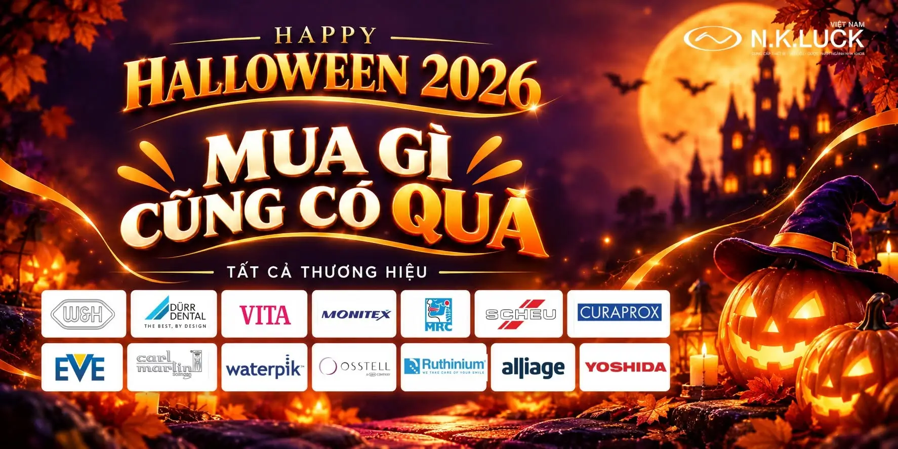 HALLOWEEN SALE 2026 – ƯU ĐÃI THIẾT BỊ NHA KHOA ĐẾN 28% TẠI N.K.LUCK